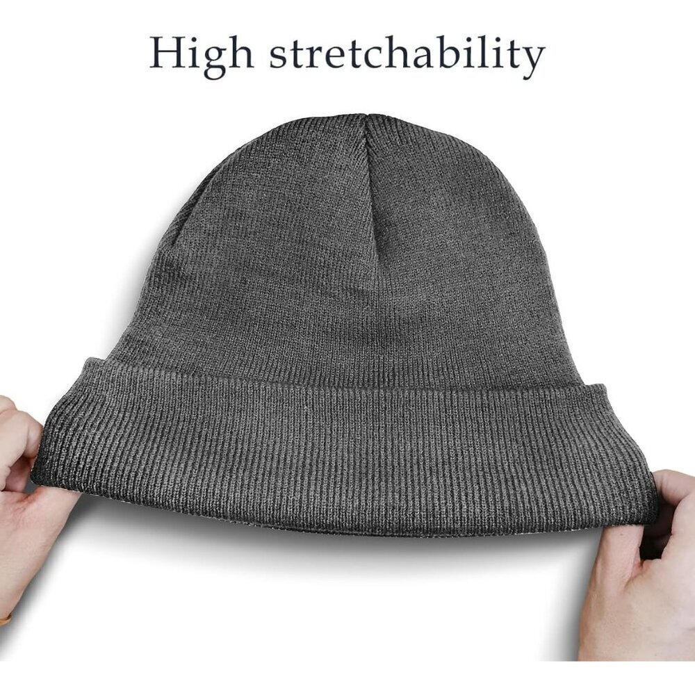 Men's Grey Comfortable Breathable Soft Beanie Knit Slouchy Winter Skull Hats - Picture 3 of 6